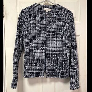 Talbots Women Cotton Tweed Plaid Blazer Jacket Size 6 Career Business Casual EUC